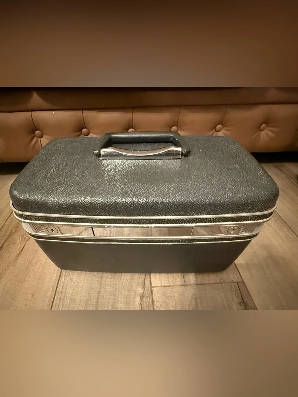 Vtg Samsonite Hard Shell Train Case Black Luggage Storage Travel Cosmetic Box